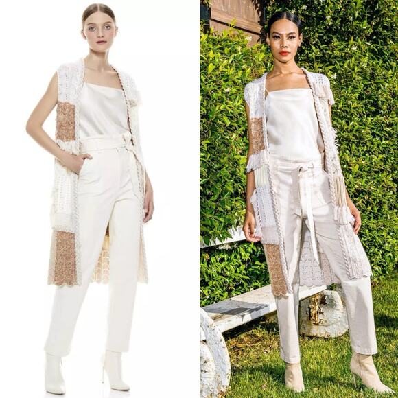 Alice + Olivia Perry Patchwork Wool Maxi Sweater Vest Size Large - Picture 11 of 12